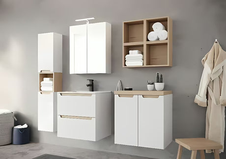 Smeđi viseći policni kutija Naturel Stilla za kupaonicu dimenzija 30x30x20 cm