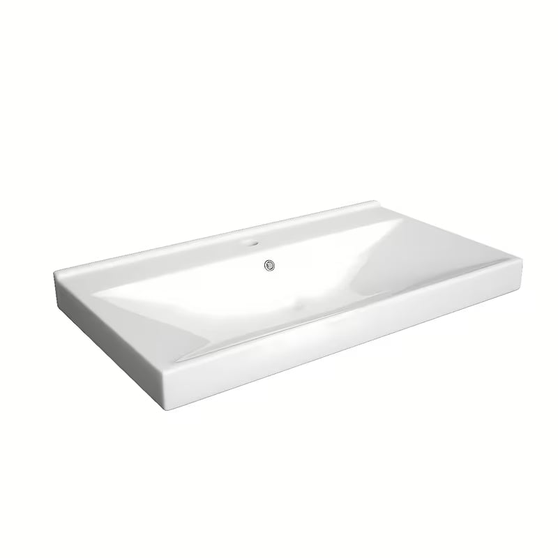 Bijeli keramički umivaonik za kupaonski ormarić Naturel Stilla prikladan pro kupaonski namještaj.