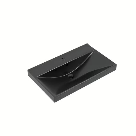 Keramički umivaonik za kupaonski ormarić Naturel Stilla u crnoj mat boji s preljevom i otvorom pro slavinu