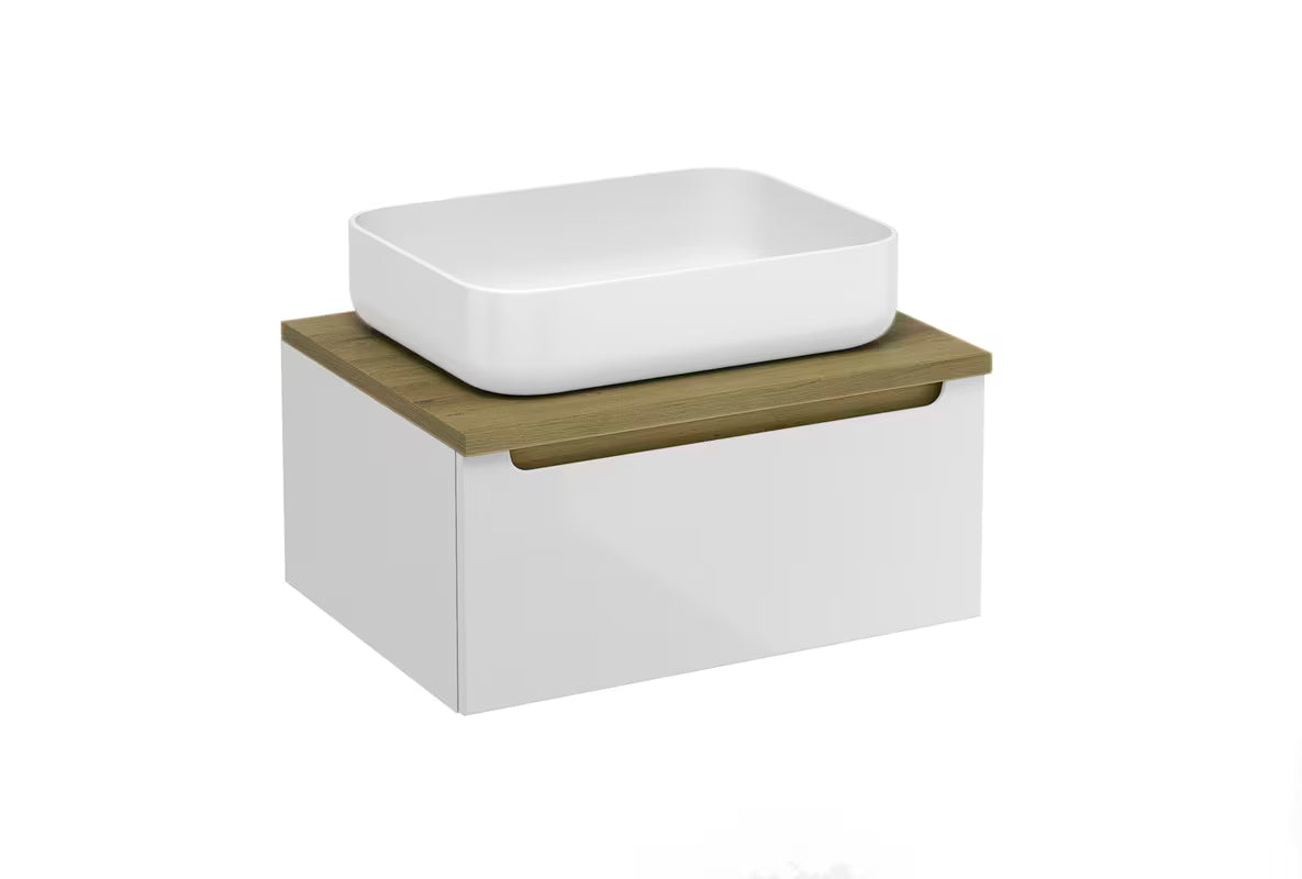 Bijeli viseća ormarić ispod umivaonika Naturel Stilla s jednom ladicom i pokrovnom pločom