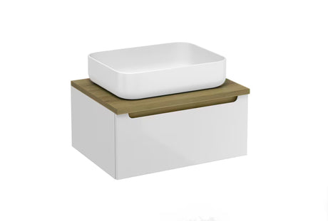 Bijeli viseća ormarić ispod umivaonika Naturel Stilla s jednom ladicom i pokrovnom pločom