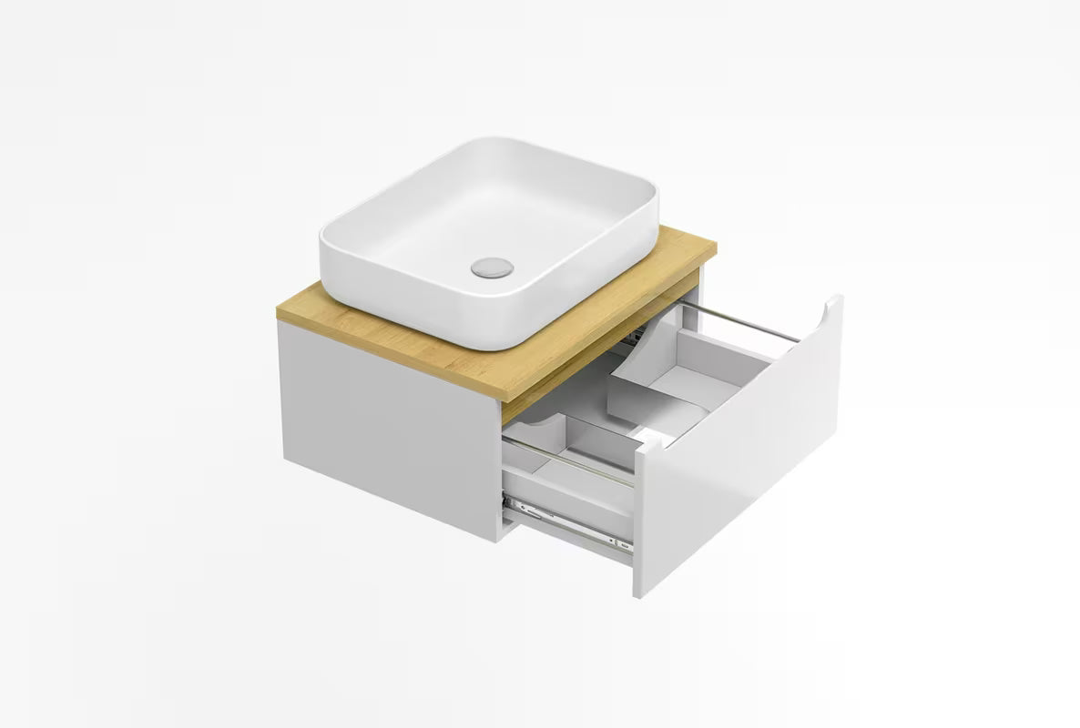 Bijeli viseća ormarić ispod umivaonika Naturel Stilla s jednom ladicom i pokrovnom pločom