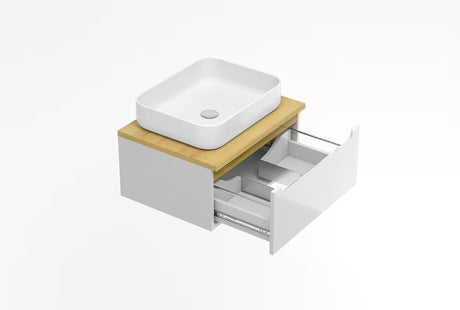 Bijeli viseća ormarić ispod umivaonika Naturel Stilla s jednom ladicom i pokrovnom pločom