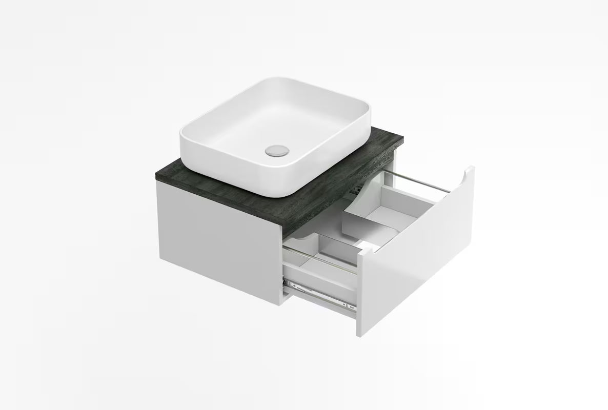 Viseća kupaonski ormarić ispod umivaonika Naturel Stilla 60x30x45 cm u bijeloj boji s jednom ladicom