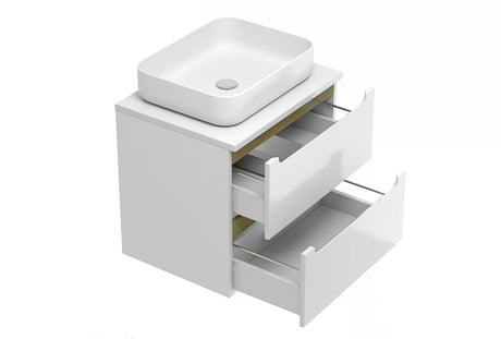 Bijeli viseća ormarić ispod umivaonika Naturel Stilla s dvije ladice i pokrovnom pločom