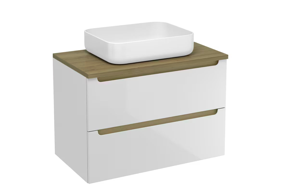 Viseća kupaonski ormarić ispod umivaonika Naturel Stilla 80x60x45 cm u bijeloj boji s dvije ladice