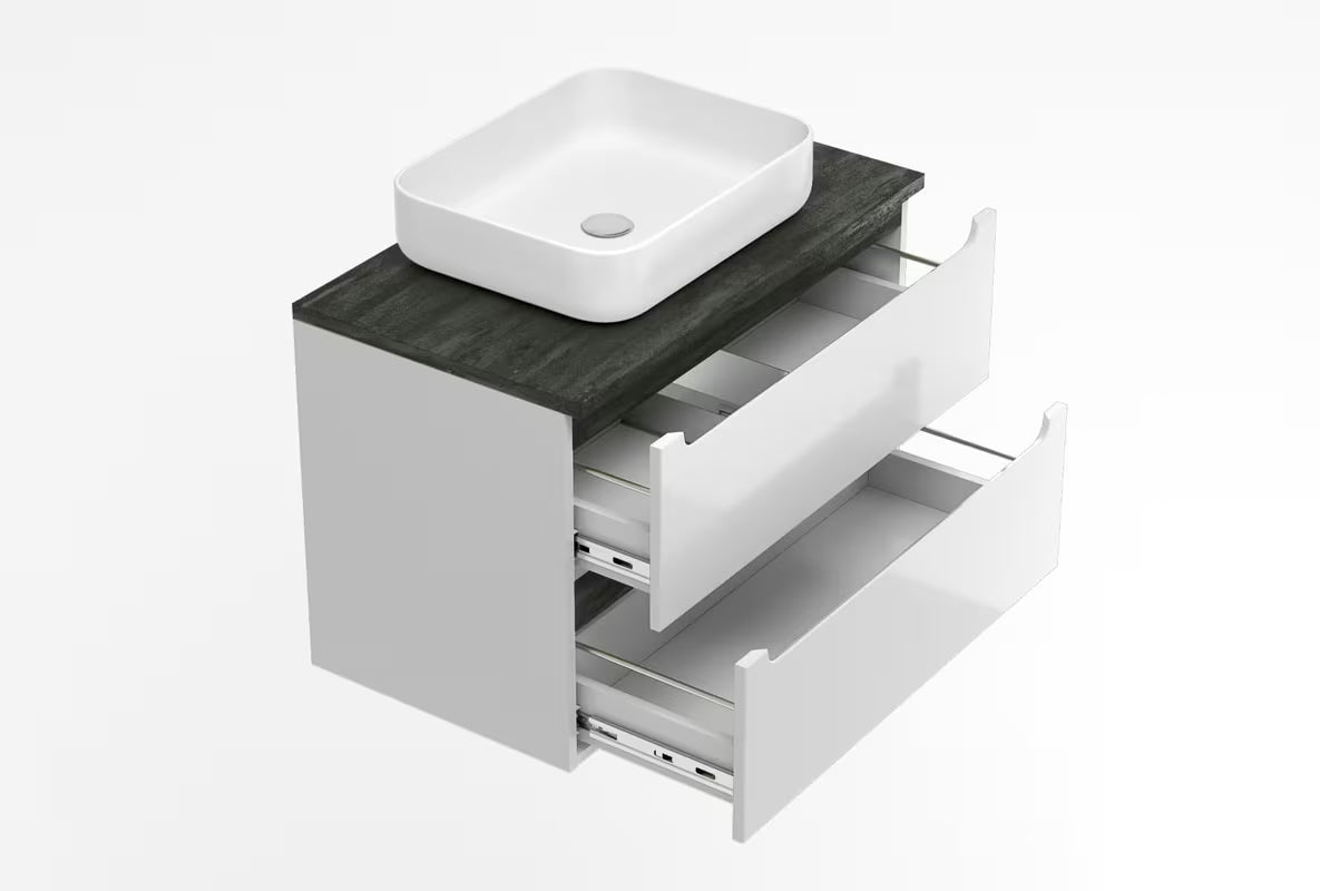 Viseća ormarić ispod umivaonika Naturel Stilla 80x60x45 cm u bijeloj boji s dvije ladice