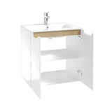 Bijeli viseća kupaonski ormarić Naturel Stilla s keramičkim umivaonikom Modena M6046