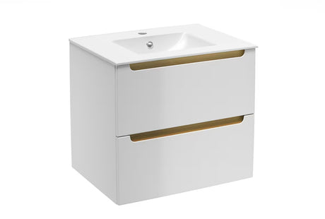 Viseća kupaonski ormarić Naturel Stilla s keramičkim umivaonikom Modena u bijeloj boji