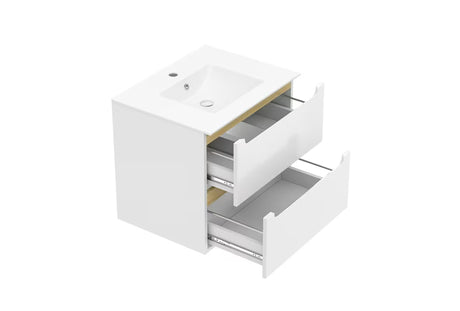 Viseća kupaonski ormarić Naturel Stilla s keramičkim umivaonikom Modena u bijeloj boji