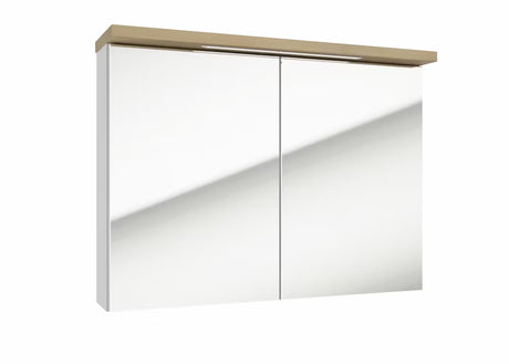 Bijeli ormarić s ogledalom Naturel Stilla 80x60 cm s LED osvjetljenjem i vratima