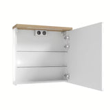 Bijeli ormarić s ogledalom Naturel Stilla 60x60 cm s gornjom LED rasvjetom i vratima