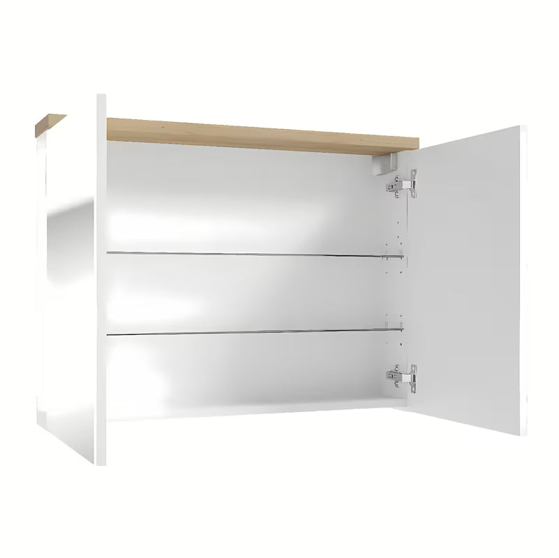 Bijeli ormarić s ogledalom Naturel Stilla 80x60 cm s dvoja vrata