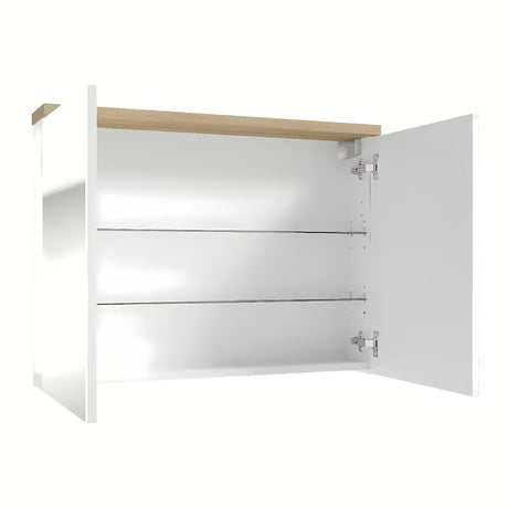 Bijeli ormarić s ogledalom Naturel Stilla 80x60 cm s dvoja vrata