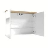 Bijeli ormarić s ogledalom Naturel Stilla 80x60 cm s LED osvjetljenjem i vratima