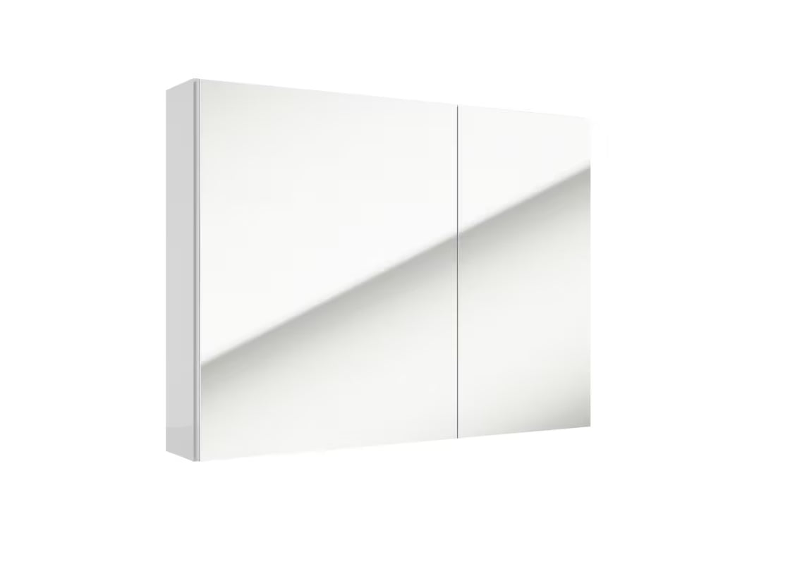 Bijeli viseća ormarić s ogledalom Naturel Stilla 80x60 cm s unutarnjim policama