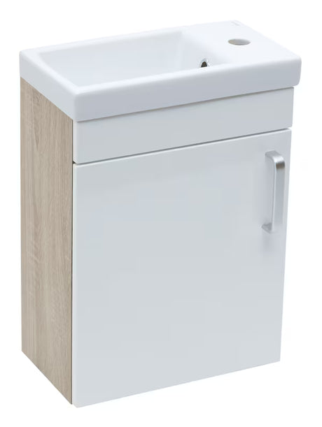 Bijela viseća kupaonski ormarić Naturel Vario Dekor s keramičkim umivaonikom 40x50x22 cm