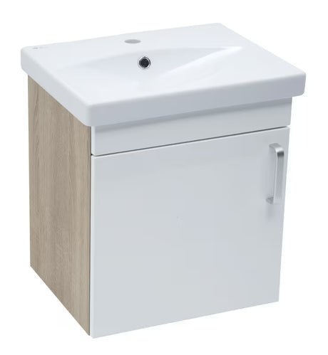 Viseća kupaonski ormarić Naturel Vario Dekor s keramičkim umivaonikom u sjajno bijeloj boji 50x51x40 cm.