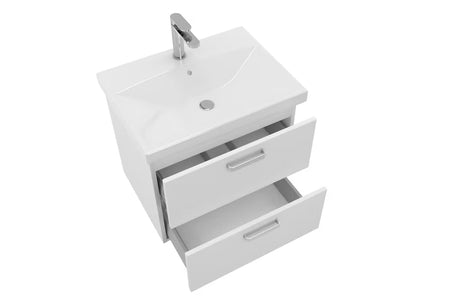 Bijeli viseća ormarić s keramičkim umivaonikom Naturel Vario Dekor