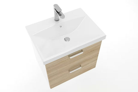 Viseća ormarić s keramičkim umivaonikom Naturel Vario Dekor u dekoru hrasta bardolino