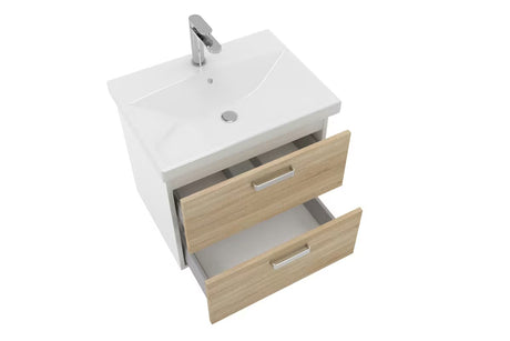 Viseća ormarić s keramičkim umivaonikom Naturel Vario Dekor u dekoru hrasta bardolino