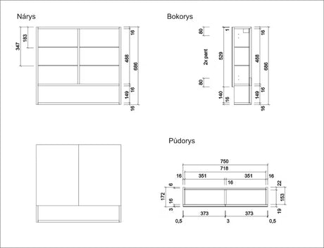 Ormarić s Ogledalom Naturel Vario Dekor 75x68,6 cm u mat bijeloj boji sa staklenim policama