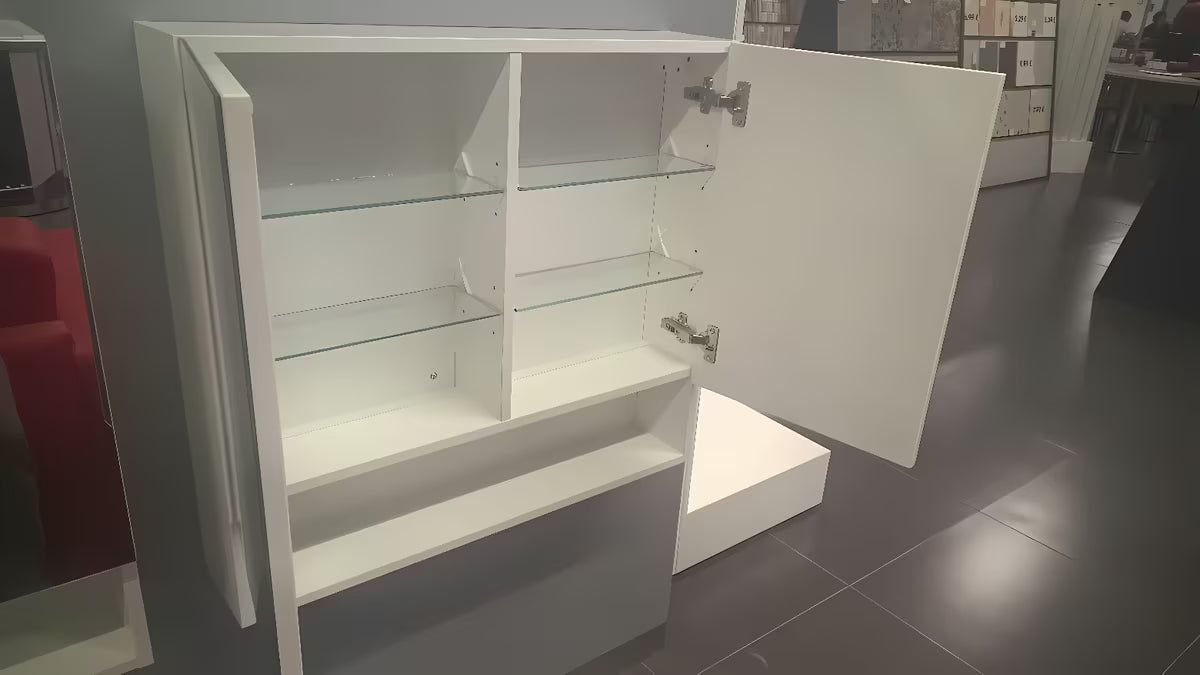 Ormarić s Ogledalom Naturel Vario Dekor 75x68,6 cm u mat bijeloj boji sa staklenim policama