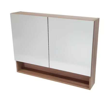 Ormarić s Ogledalom Naturel Vario Dekor u izvedbi hrast bardolino s prostorom za pohranu iza zrcalnih vratašca.