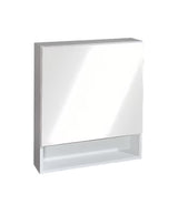 Bijeli ormarić s ogledalom Naturel Vario s univerzalnim okretnim vratima i dvije police.