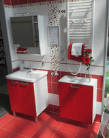 Bijeli ormarić s ogledalom Naturel Vario s univerzalnim okretnim vratima i dvije police.