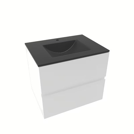 Bijela viseća kupaonski ormarić Naturel Verona s keramičkim umivaonikom i otvaranjem bez ručkica