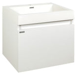 Bijeli sjajni ormarić s umivaonikom Naturel Verona s velikom ladicom i umivaonikom od lijevanog mramora.