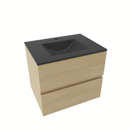 Viseća kupaonski ormarić Naturel Verona s ladicama i keramičkim umivaonikom u dekoru svijetlog drva