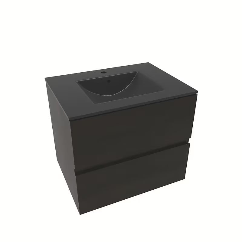 Viseća kupaonski ormarić Naturel Verona s umivaonikom u dekoru tamnog drva