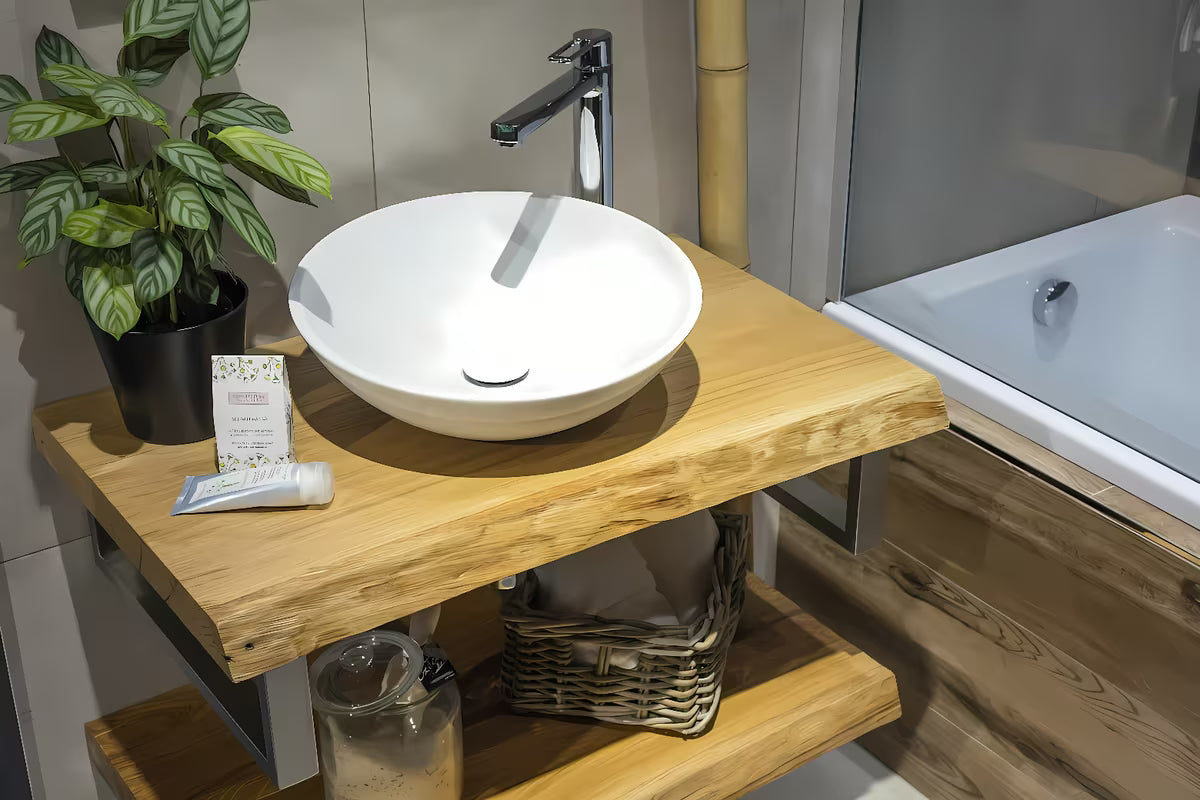 Masivna hrastova ploča za umivaonik Naturel Wood u mat prozirnoj uljenoj izvedbi