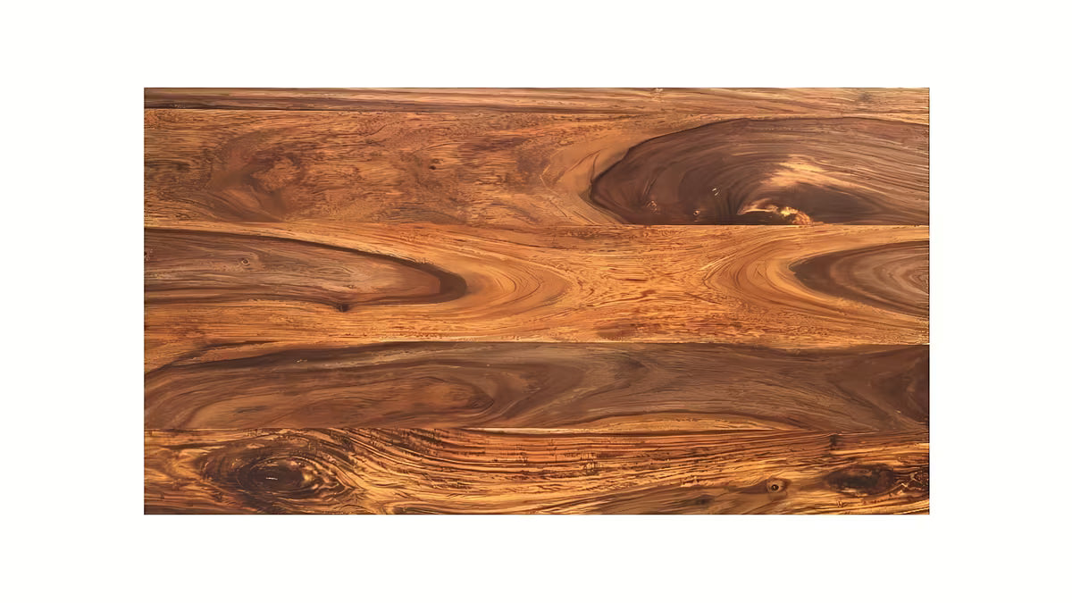 Pokrovna ploča Naturel Wood od masivnog palisandrovog drva u dekoru palisandar s jedinstvenim godovima.