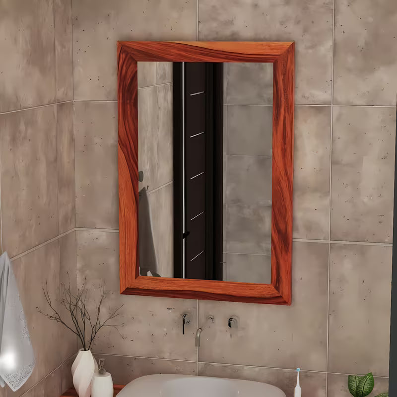 Zidno ogledalo Naturel Wood 60x90 cm od masivnog palisandera u toplim smeđim tonovima