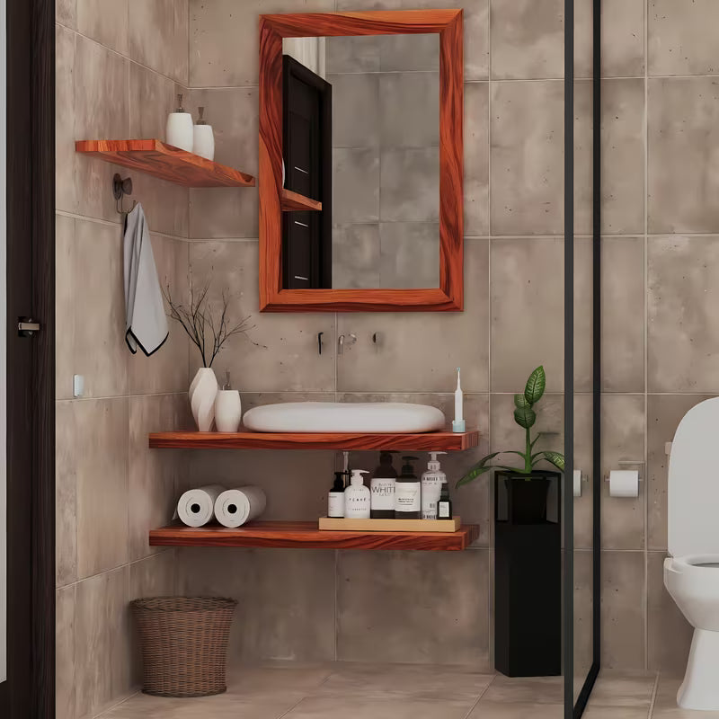 Zidno ogledalo Naturel Wood 60x90 cm od masivnog palisandera u toplim smeđim tonovima