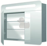 Ormarić s Ogledalom Naturel 100x65 cm u sivo-srebrnoj boji s trojim zrcalnim vratima i LED rasvjetom.