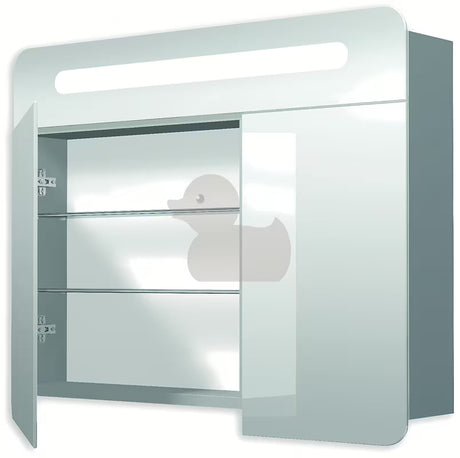 Ormarić s Ogledalom Naturel 100x65 cm u sivo-srebrnoj boji s trojim zrcalnim vratima i LED rasvjetom.