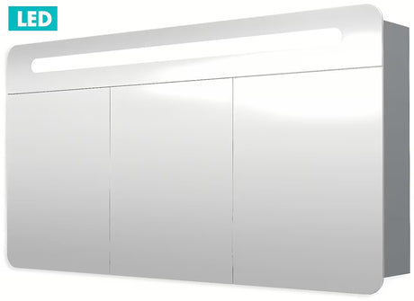 Ormarić s Ogledalom Naturel 120x65 cm u sivo-srebrnoj boji s LED osvjetljenjem i s trojim zrcalnim vratima.