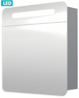 Sivo-srebrna ormarić s ogledalom Naturel 60x65 cm s LED osvjetljenjem i s jednim vratima lijevo.