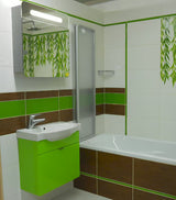 Sivo-srebrna ormarić s ogledalom Naturel 60x65 cm s LED osvjetljenjem i s jednim vratima lijevo.