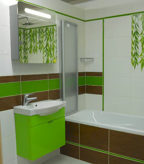 Sivo-srebrna ormarić s ogledalom Naturel 60x65 cm s LED osvjetljenjem i s jednim vratima lijevo.