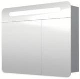 Sivo-srebrna ormarić s ogledalom Naturel 80x65 cm s dvoja vrata i LED rasvjetom