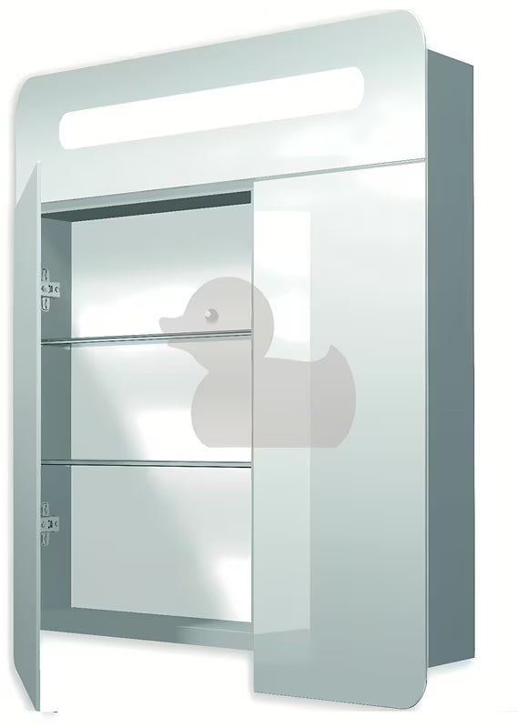 Sivo-srebrna ormarić s ogledalom Naturel 80x65 cm s dvoja vrata i LED rasvjetom