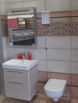 Ormarić s Ogledalom Naturel 60x75 cm u sivo-srebrnoj boji s LED osvjetljenjem i sa zrcalnim vratima.