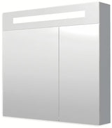 Srebrnosiva ormarić s ogledalom Naturel 80x75 cm s dvama zrcalnim vratima i LED rasvjetom.