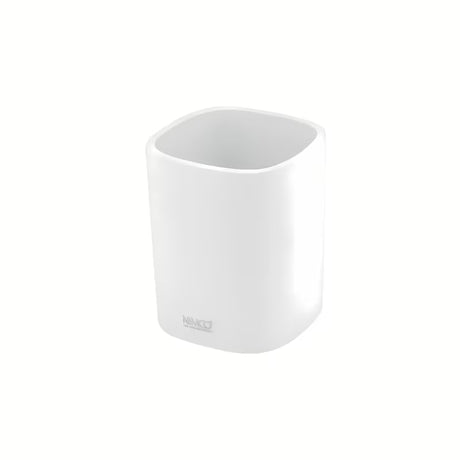 Bijeli samostojeći  držač četkica za zube Nimco Badu od polirezina (tvrda plastika).