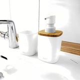 Bijeli samostojeći  držač četkica za zube Nimco Badu od polirezina (tvrda plastika).